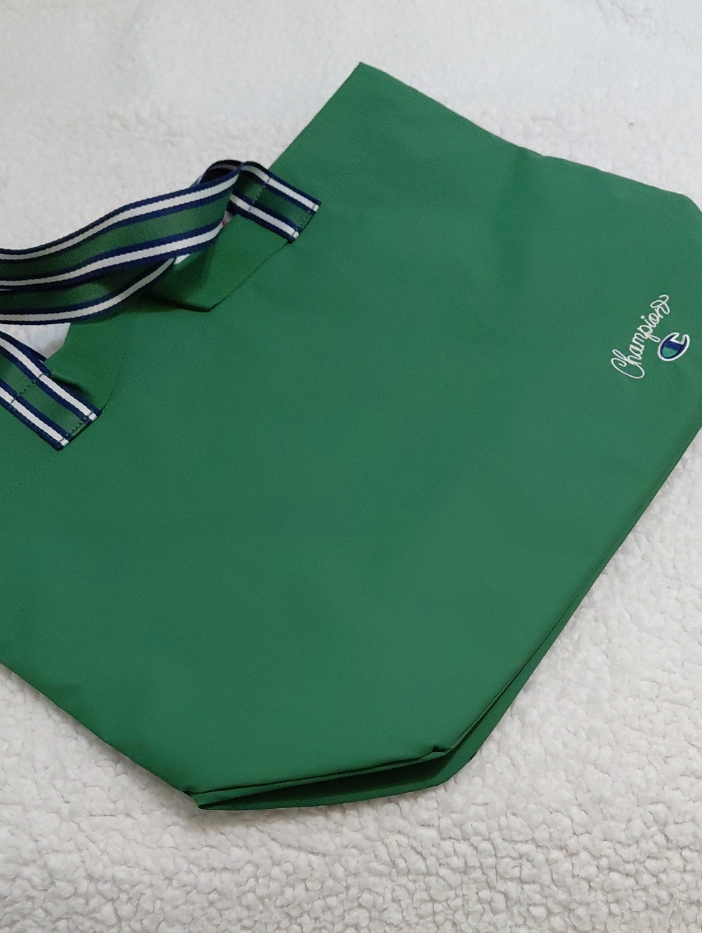 CHAMPION Green Spacious  Tote Bag with  Striped Handles